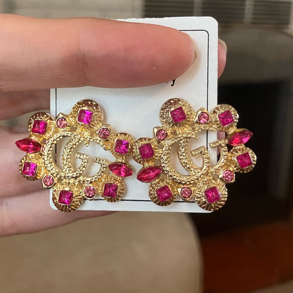 Pink and gold gg fashion earrings - Picture 5 of 5